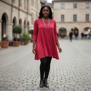 NIP Fuschia 3 quarter sleeve swing dress